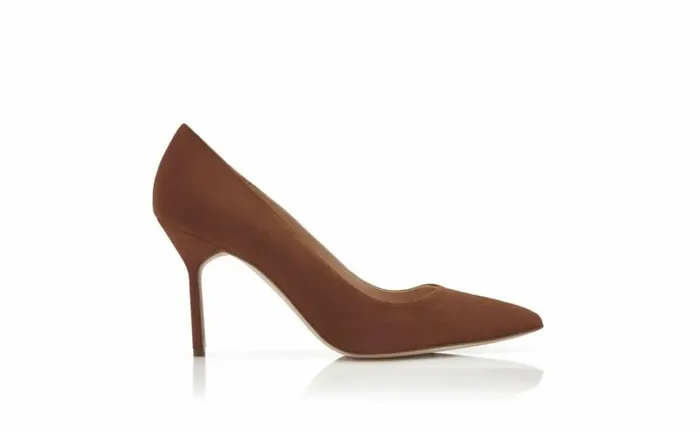 Women Brown Suede Pointed Toe Pumps Manolo Blahnik Pumps