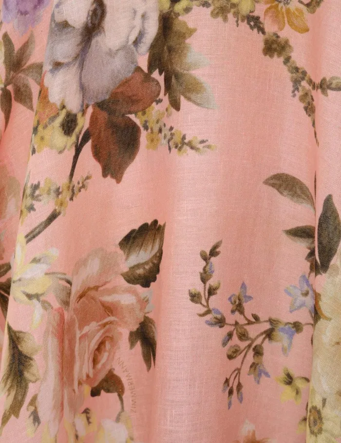 Women Clothing Zimmermann Acacia Broderie Midi Dress Pink Floral