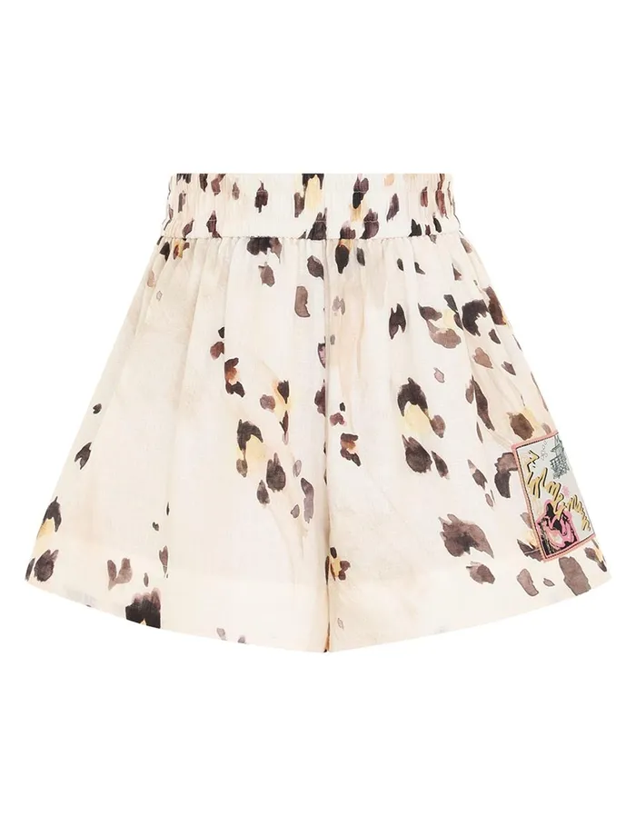 Women Clothing Zimmermann Acacia Relaxed Short Watercolour Leopard