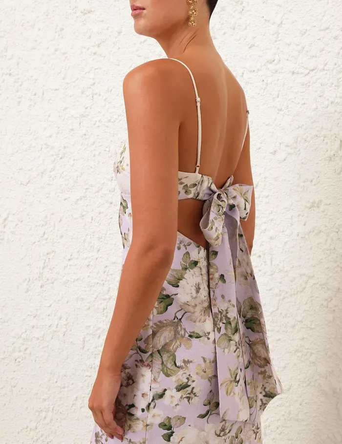 Women Clothing Zimmermann Acacia Scallop Midi Dress Lilac Floral