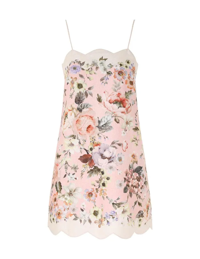 Women Clothing Zimmermann Acacia Scallop Mini Dress Pink Floral
