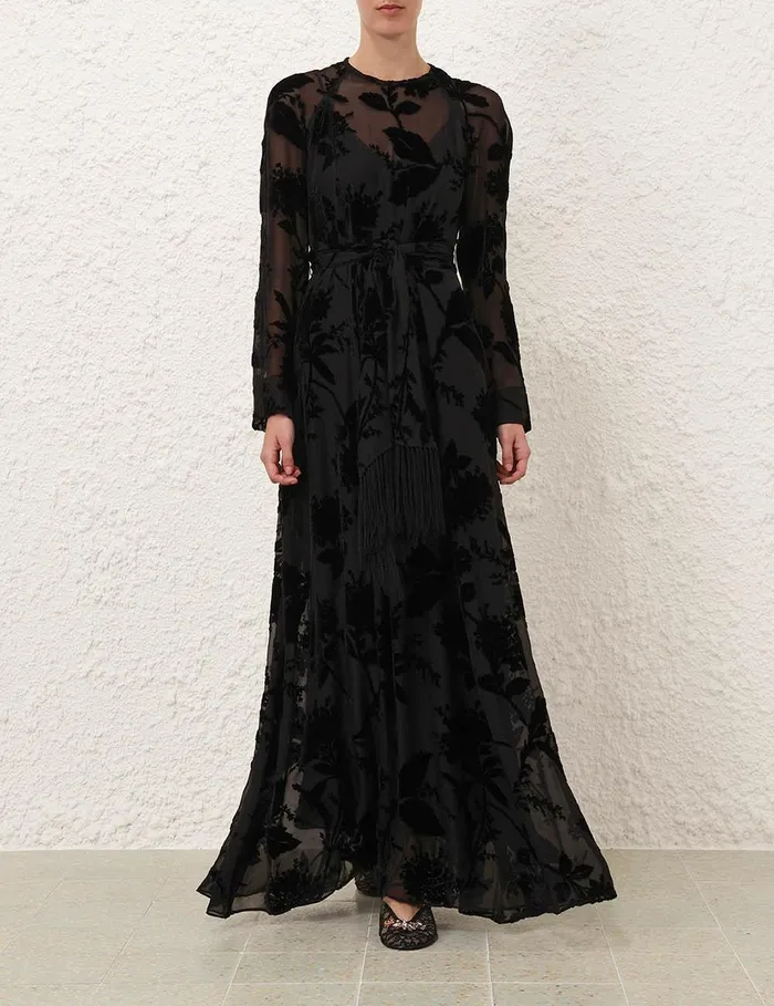 Women Clothing Zimmermann Burnout Sheath Dress Black