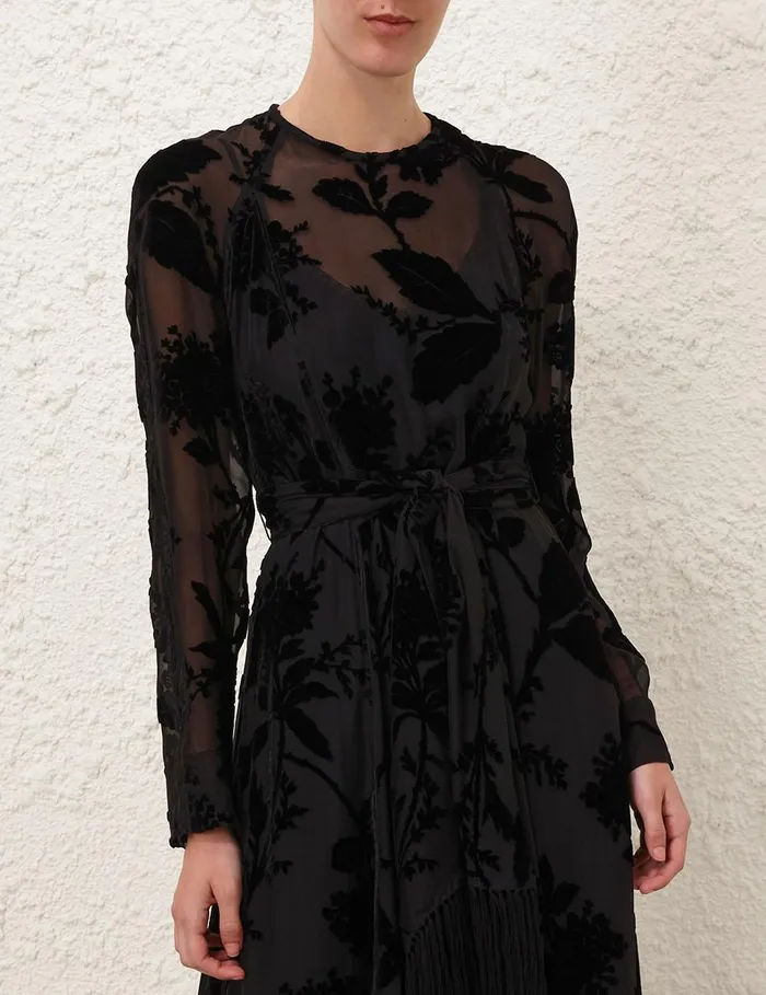 Women Clothing Zimmermann Burnout Sheath Dress Black