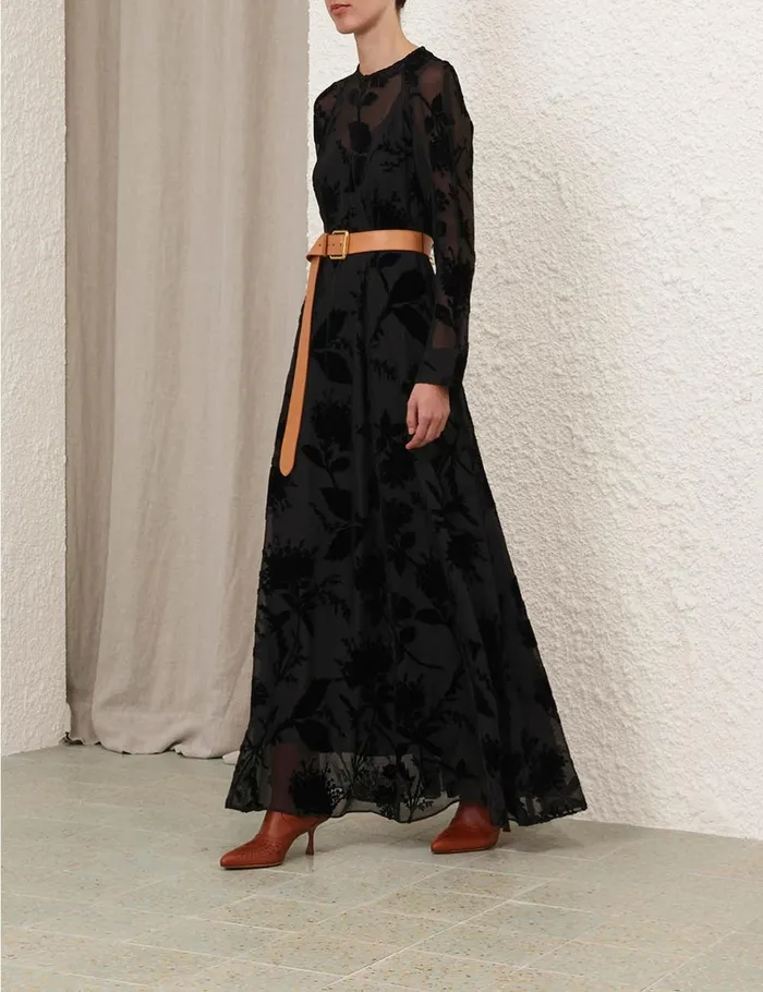 Women Clothing Zimmermann Burnout Sheath Dress Black