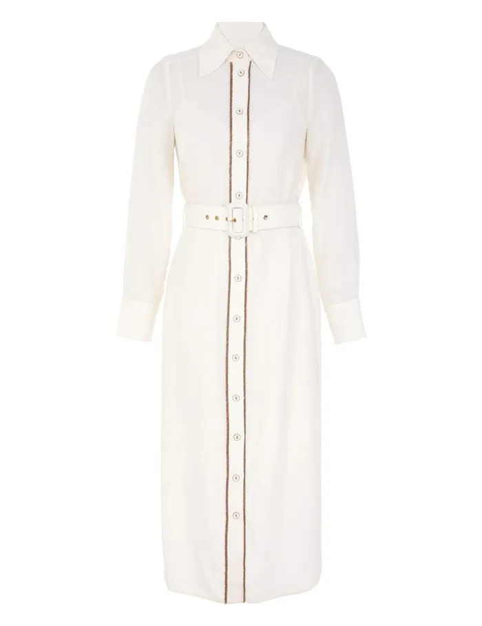 Women Clothing Zimmermann Chain Midi Dress Cream
