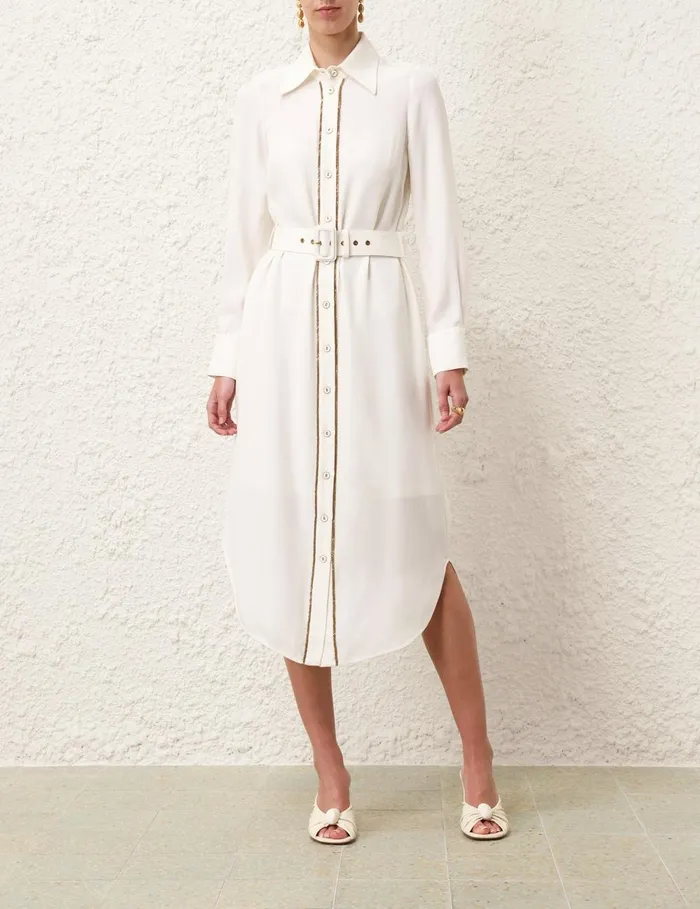Women Clothing Zimmermann Chain Midi Dress Cream