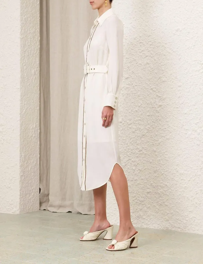 Women Clothing Zimmermann Chain Midi Dress Cream