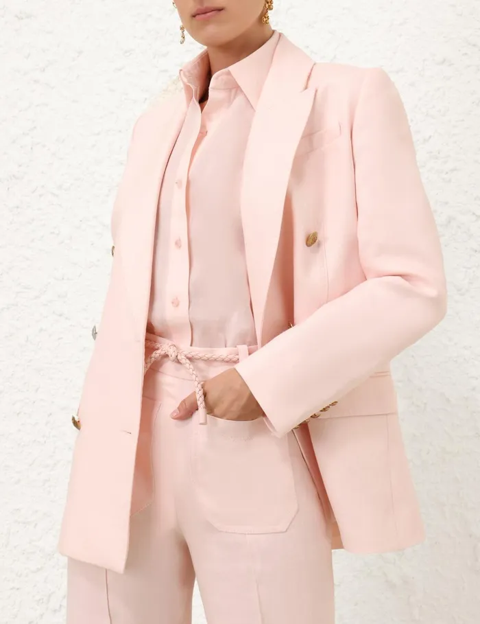 Women Clothing Zimmermann Crush Double Breasted Jacket Pink