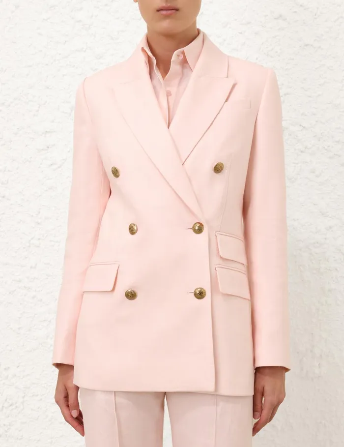 Women Clothing Zimmermann Crush Double Breasted Jacket Pink