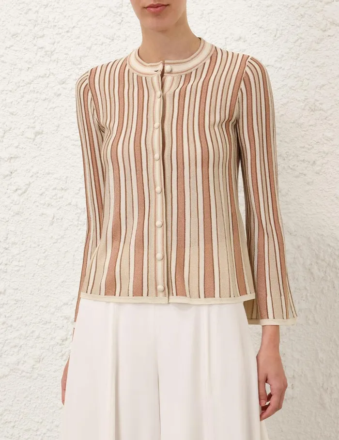 Women Clothing Zimmermann Crush Metallic Stripe Cardigan Multi