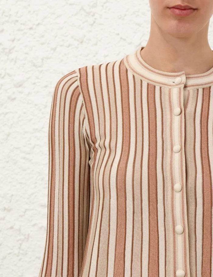 Women Clothing Zimmermann Crush Metallic Stripe Cardigan Multi
