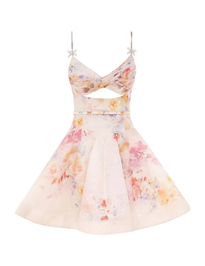 Women Clothing Zimmermann Crush Twist Front Mini Dress Multi Floral