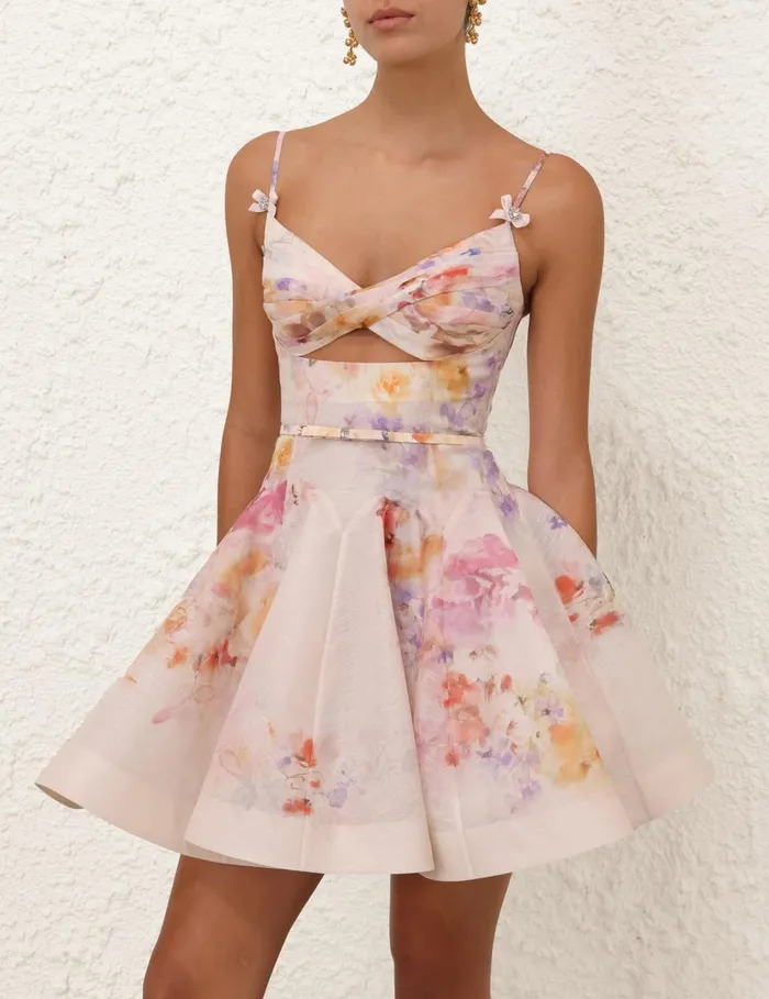 Women Clothing Zimmermann Crush Twist Front Mini Dress Multi Floral