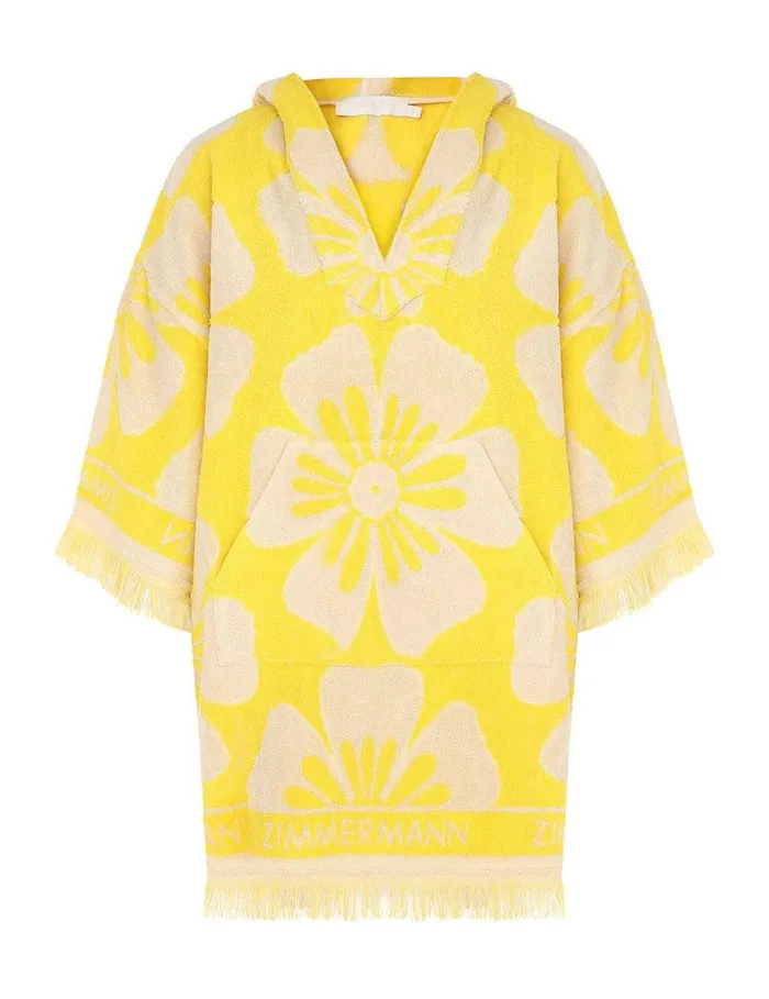 Women Clothing Zimmermann Golden Hooded Towel Mini Dress Yellowivory