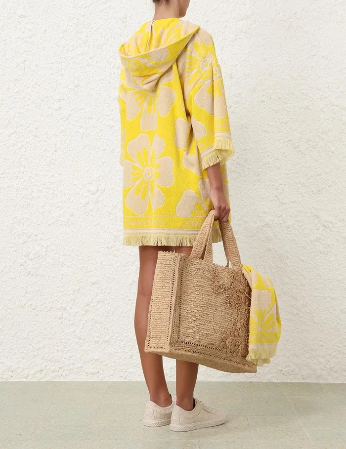 Women Clothing Zimmermann Golden Hooded Towel Mini Dress Yellowivory