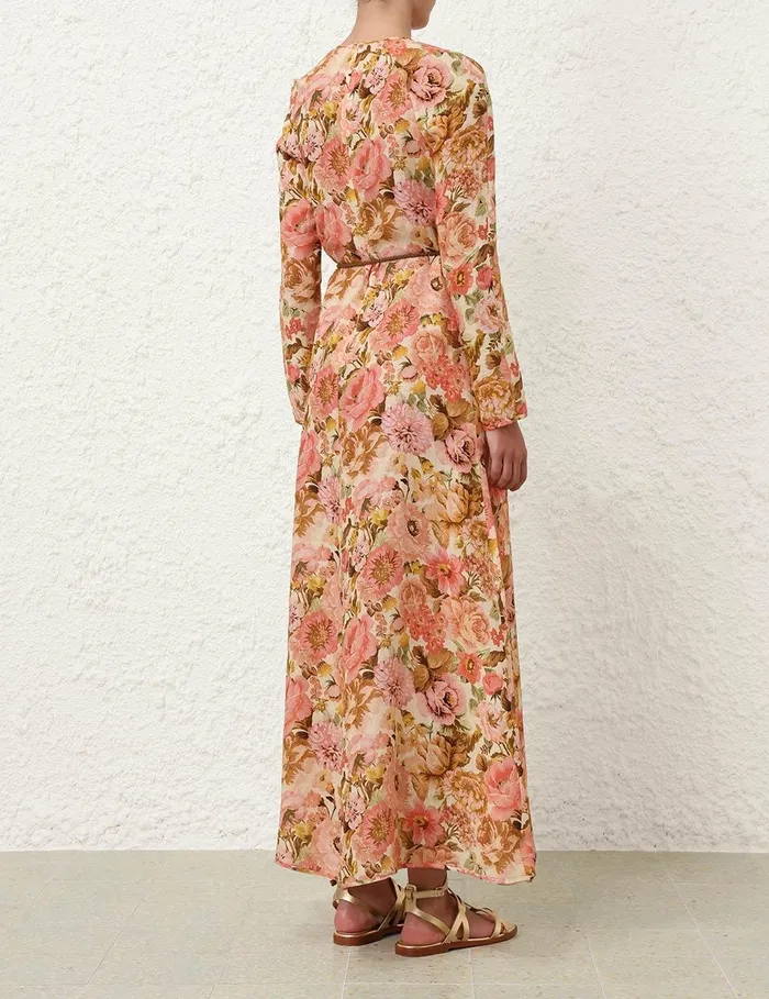 Women Clothing Zimmermann Golden Plunge Maxi Dress Pink Rose