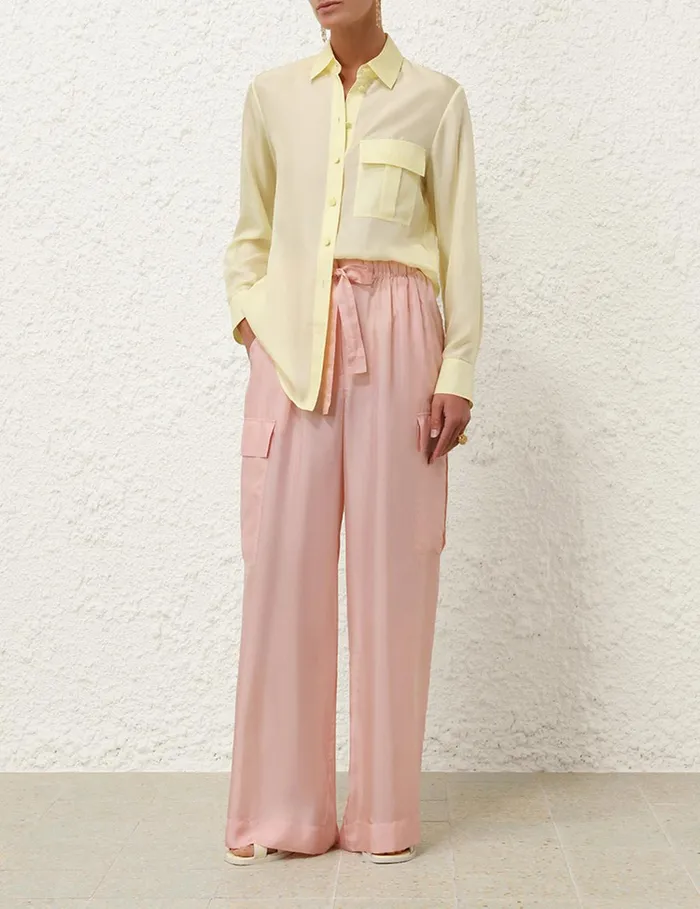 Women Clothing Zimmermann Halliday Relaxed Pocket Pant Pink