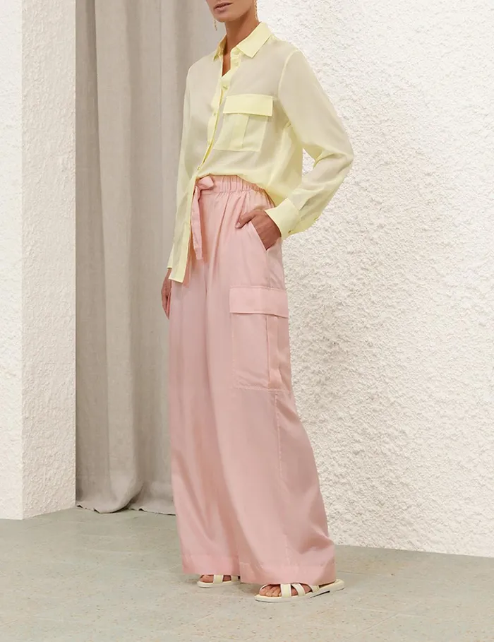 Women Clothing Zimmermann Halliday Relaxed Pocket Pant Pink
