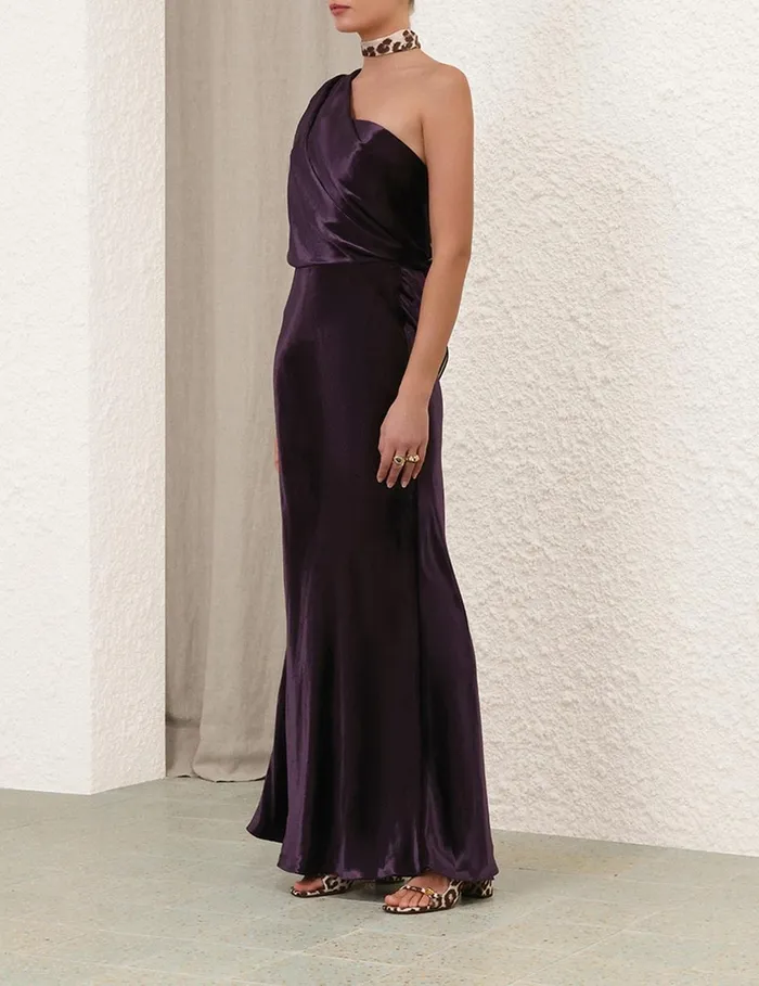 Women Clothing Zimmermann Illustration Asymmetric Gown Aubergine