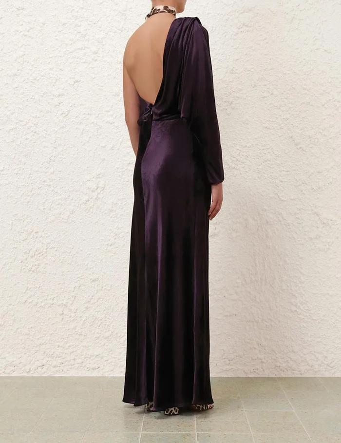 Women Clothing Zimmermann Illustration Asymmetric Gown Aubergine