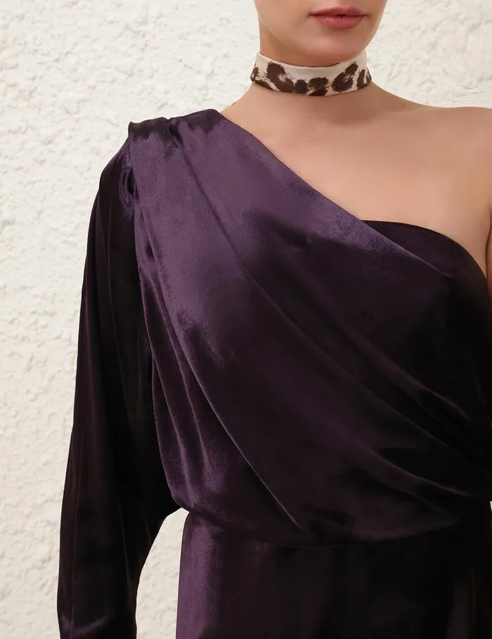 Women Clothing Zimmermann Illustration Asymmetric Gown Aubergine