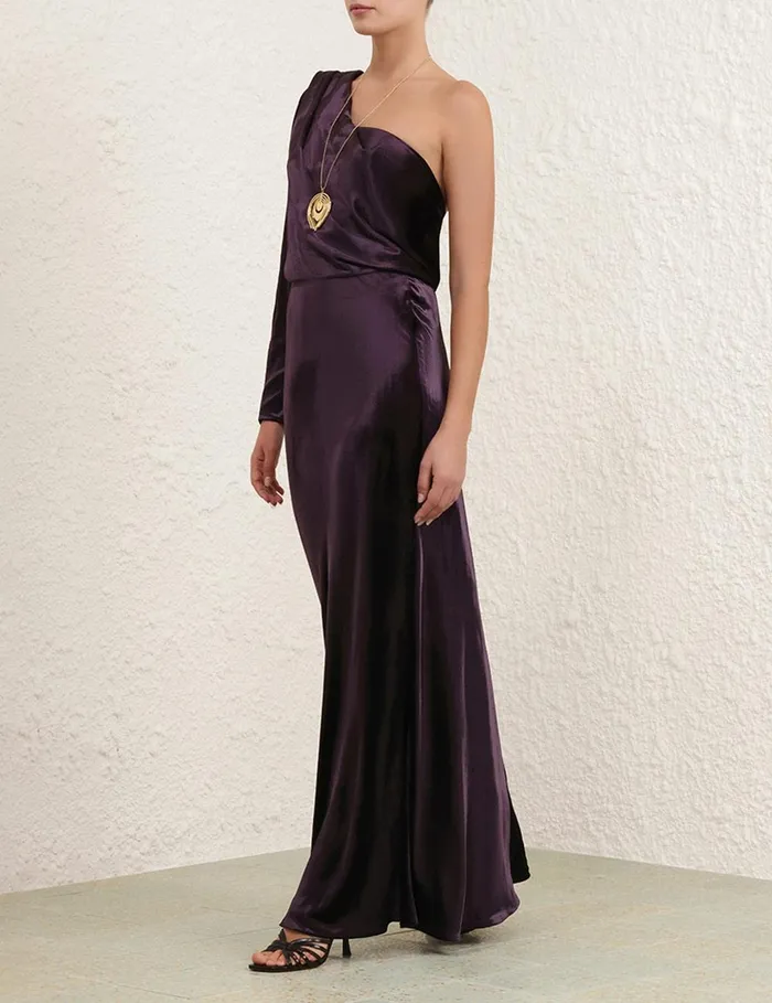 Women Clothing Zimmermann Illustration Asymmetric Gown Aubergine