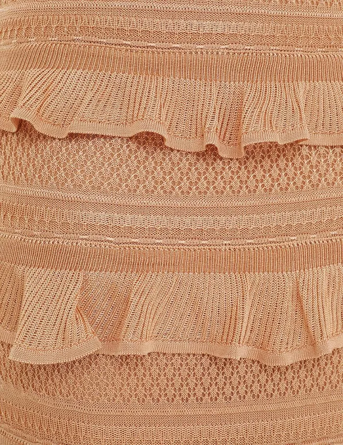 Women Clothing Zimmermann Illustration Frilled Dress Champagne