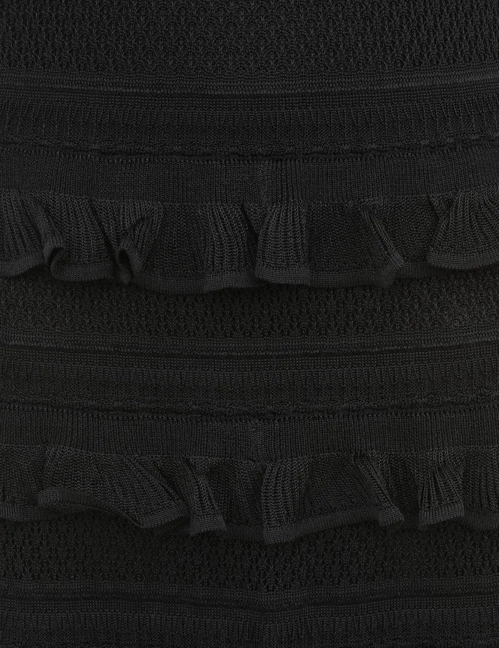Women Clothing Zimmermann Illustration Frilled Skirt Black