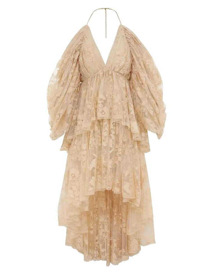 Women Clothing Zimmermann Illustration Lace Mini Dress Cream