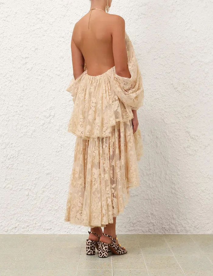Women Clothing Zimmermann Illustration Lace Mini Dress Cream