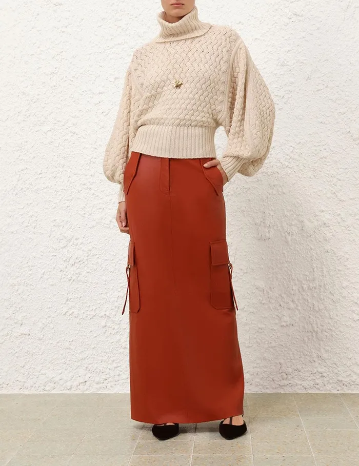 Women Clothing Zimmermann Illustration Leather Skirt Spice