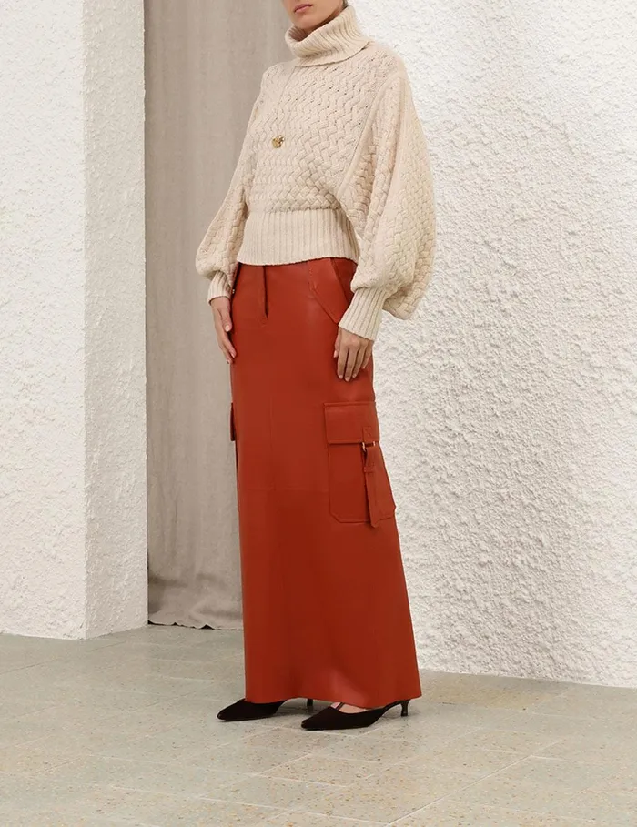 Women Clothing Zimmermann Illustration Leather Skirt Spice