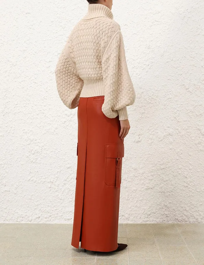 Women Clothing Zimmermann Illustration Leather Skirt Spice