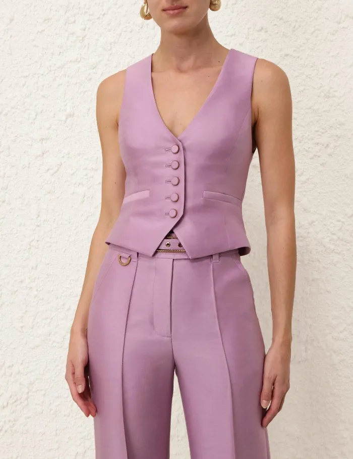Women Clothing Zimmermann Illustration Tailored Vest Lilac