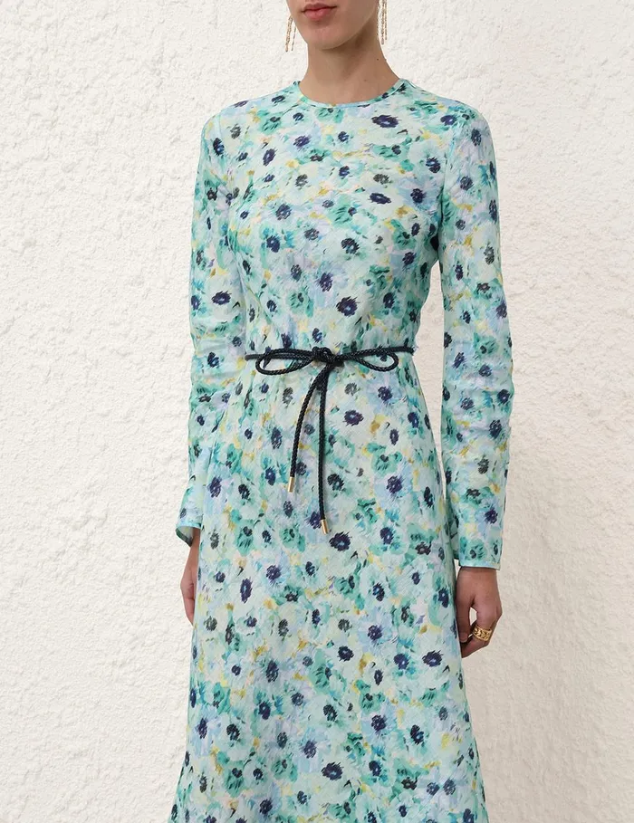 Women Clothing Zimmermann Lightburst Bias Long Dress Aqua Floral