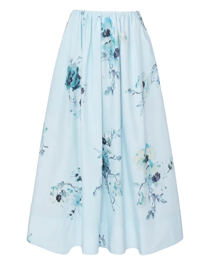 Women Clothing Zimmermann Lightburst Gathered Midi Skirt Aqua Floral