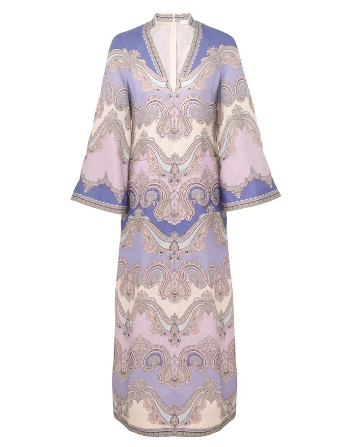 Women Clothing Zimmermann Maxine Tunic Midi Dress Cornflower Paisley