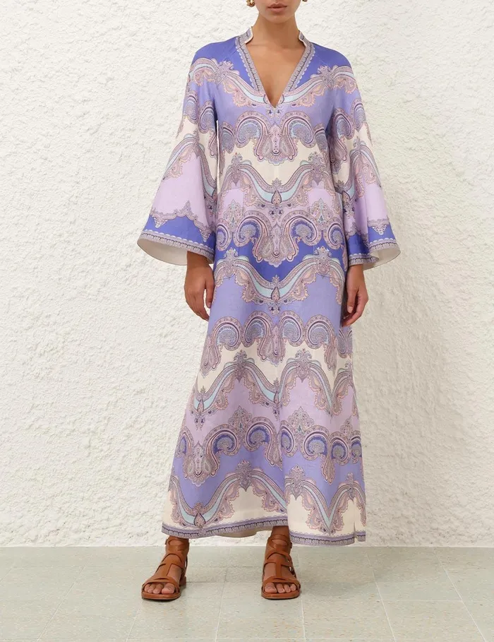 Women Clothing Zimmermann Maxine Tunic Midi Dress Cornflower Paisley