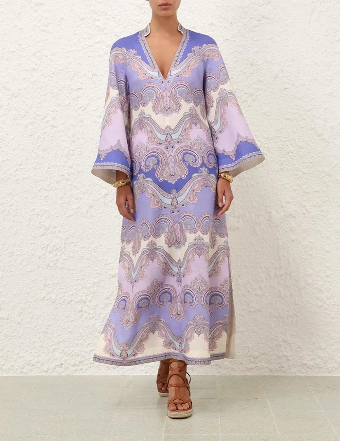 Women Clothing Zimmermann Maxine Tunic Midi Dress Cornflower Paisley
