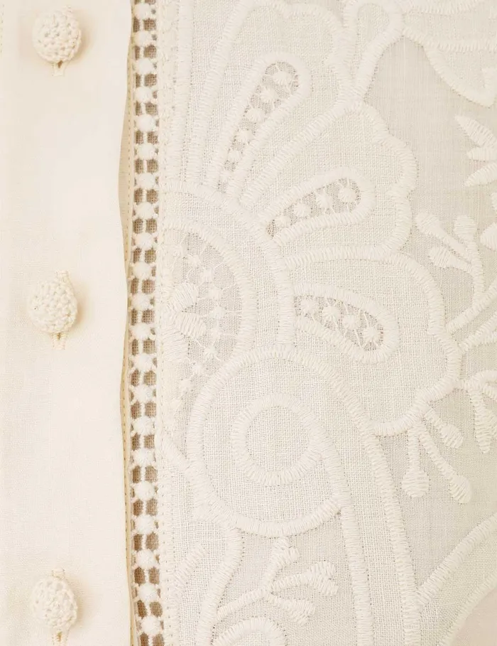 Women Clothing Zimmermann Ottie Embroidered Mini Dress Cream
