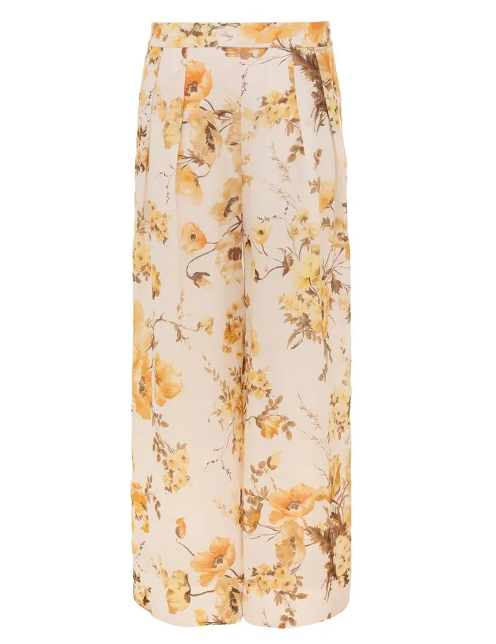 Women Clothing Zimmermann Ottie Wide Leg Pant Orange Floral