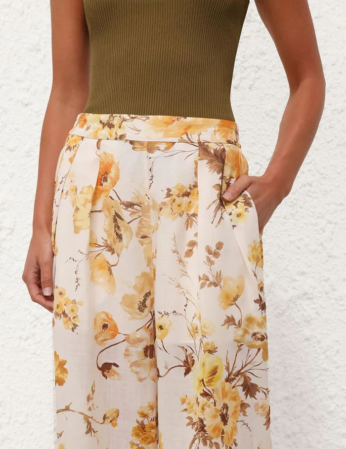 Women Clothing Zimmermann Ottie Wide Leg Pant Orange Floral