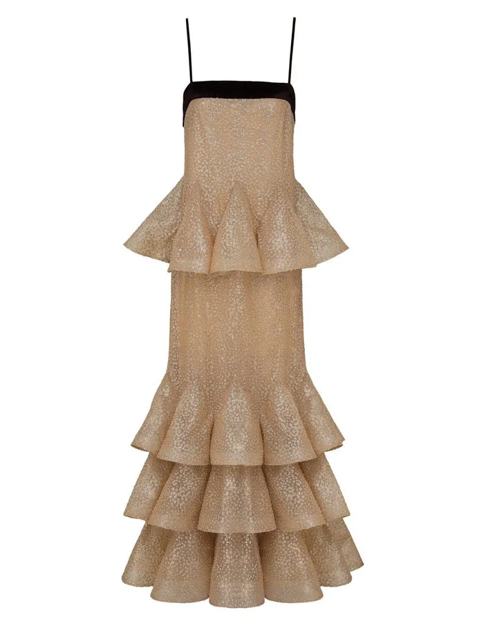Women Clothing Zimmermann Pavilion Glitter Flutter Slip Champagne