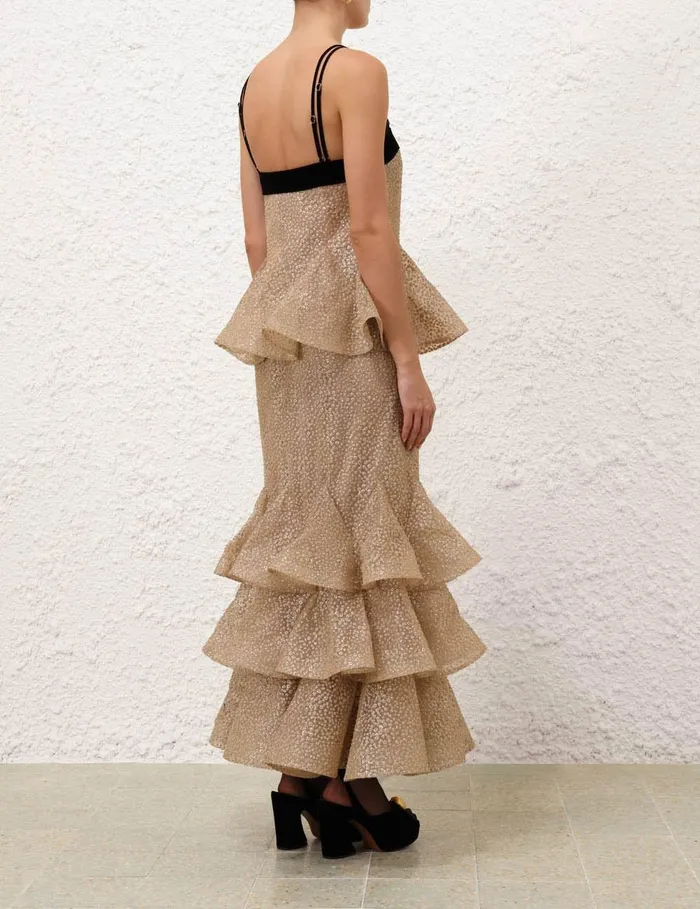 Women Clothing Zimmermann Pavilion Glitter Flutter Slip Champagne