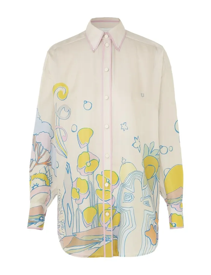 Women Clothing Zimmermann Pop Relaxed Shirt Watercolour Multi