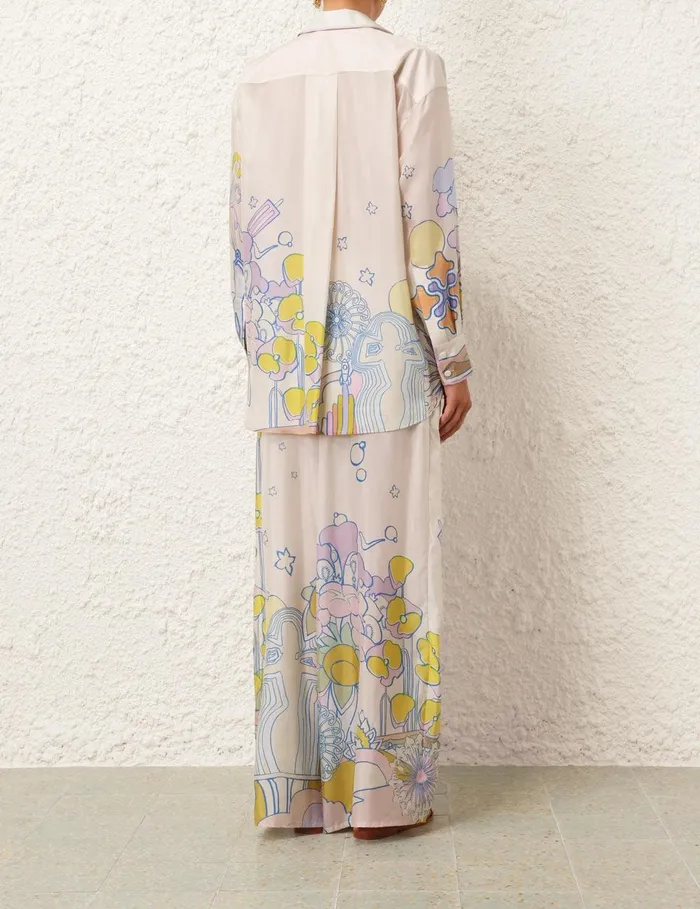 Women Clothing Zimmermann Pop Relaxed Shirt Watercolour Multi