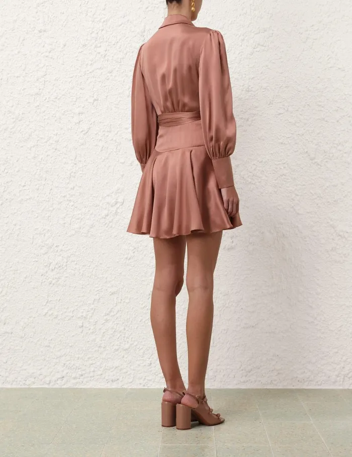 Women Clothing Zimmermann Silk Wrap Mini Dress Blush