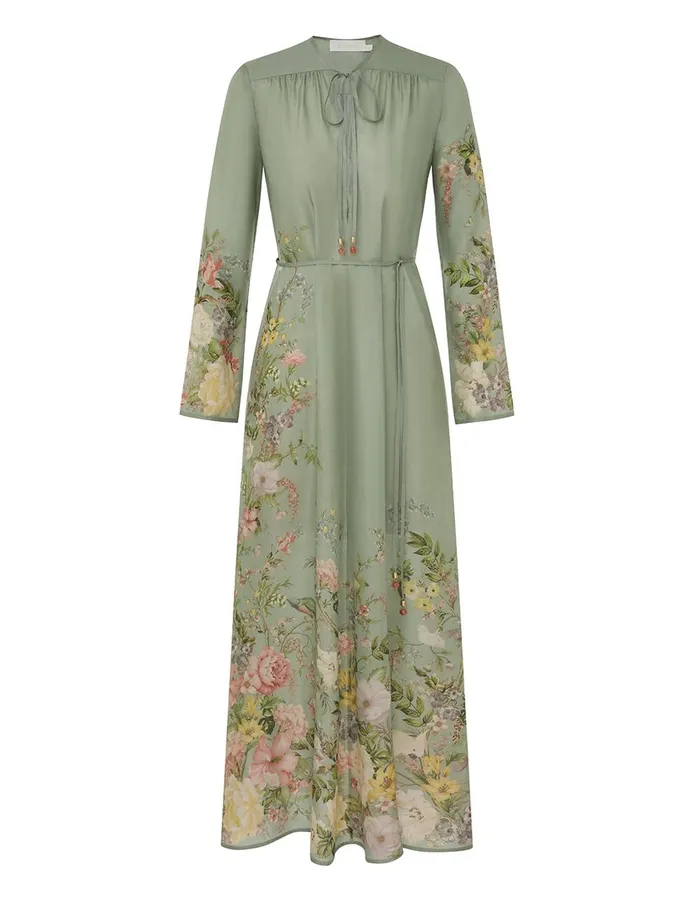 Women Clothing Zimmermann Waverly Billow Maxi Dress Sage Floral
