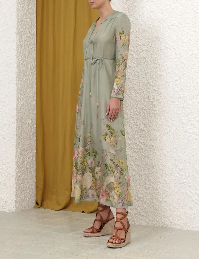 Women Clothing Zimmermann Waverly Billow Maxi Dress Sage Floral