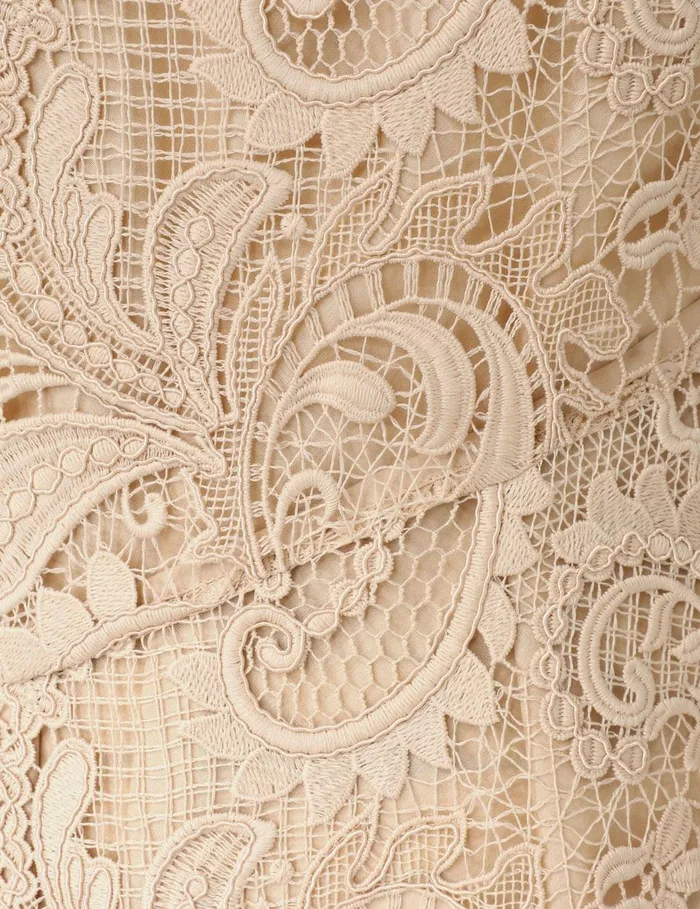 Women Clothing Zimmermann Waverly Lace Midi Dress Taupe